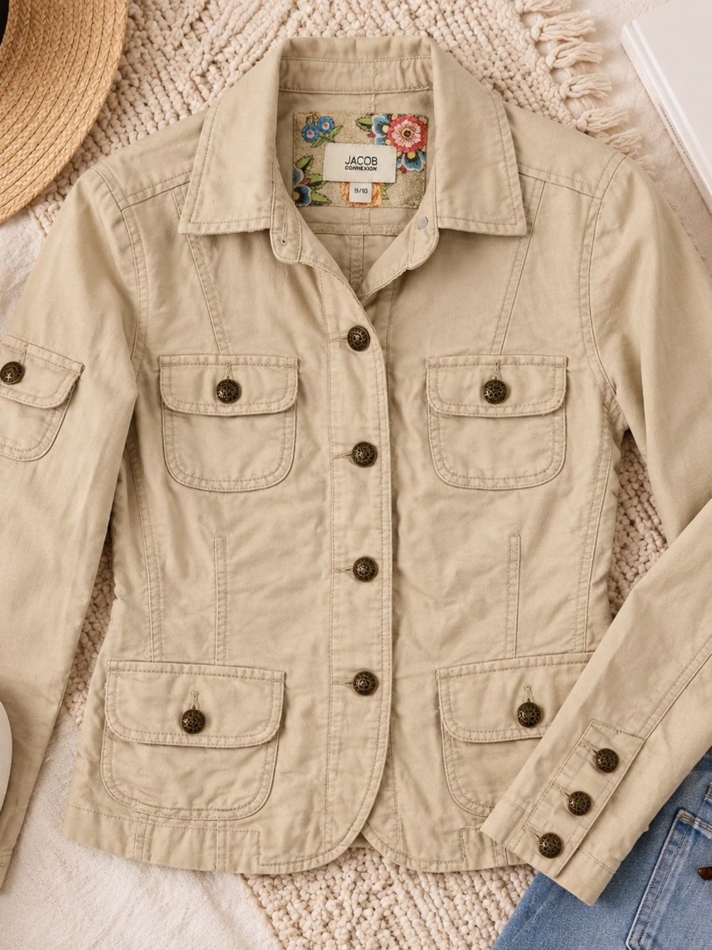 JACOB Beige Cotton Utility Jacket for Women